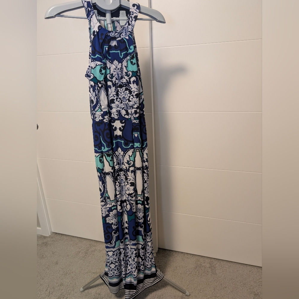 Enfocus Studio Blue and White Maxi Dress